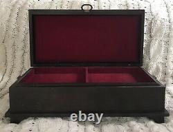 Lg. VTG Music Jewery Box. Black Walnut. Mens Womens Japan. 16x9x5.5. GRT Cond