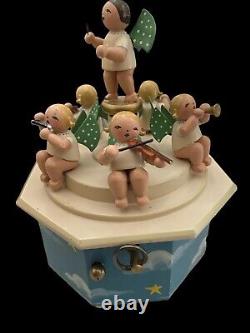 Limited Edition Wendt & Kuhn Carved Wood Music Box Angel Orchestra Germany RARE