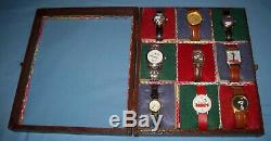 Lot 9 Boxed Wood/Glass SnoopyWoodstock Armitron Camp/Red Baron/Musical Watches