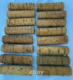 Lot of 16 Vintage Concert Roller Organ Cobs Music Box Pinned Wood Cylinders