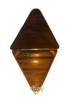 MAPSA Inlaid Wood Triangular Music Box Swiss Movement Storage Table Wind Up