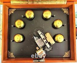MR. CHRISTMAS, BELL SYMPHONIUM MUSIC BOX With BURLED WOOD. 10 METAL DISKS. TESTED