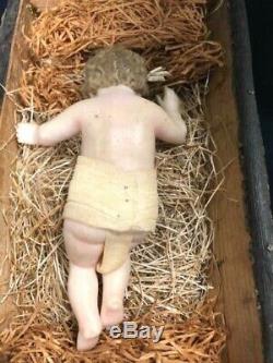 Made In Germany Large Infant Jesus In Criche Has A Music Box And Key