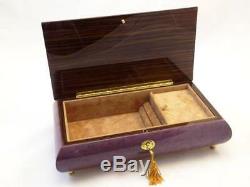 Made In Italy Sorrento Gorgeous Purple High Gloss Flowers Inlay Music box