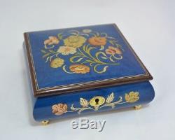 Made in Italy Sorrento Dark Blue Floral Jewelry Music Box (Sankyo 18 notes)