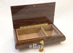 Made in Italy Sorrento High Gloss Burlwalnut Jewelry Music Box with Floral Inlay