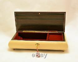 Made in Italy Sorrento White High Gloss Music box with violin inlay (18 notes)