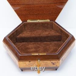 Marquetry Wood Musical Jewelry box Italy Plays Torna A Sorrento + Key