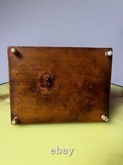 Mid-Century Wooden Music Box Mother of Pearl Inlay, Expandable Design