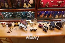 Miniature Collection MUSICAL INSTRUMENT w wood shadow box and LED