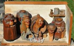 Monks in the Cellar, Italian Anri Hand Carved Mechanical Wood Set Musical Box