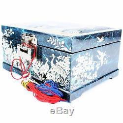 Mother of Pearl Jewelry Boxes Music Jewelry Organizer 2Drawers Black LM32 Blue