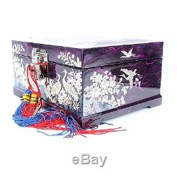 Mother of Pearl Jewelry Boxes Music Jewelry Organizer 2Drawers Black LM33 Purple