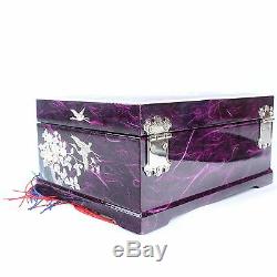 Mother of Pearl Jewelry Boxes Music Jewelry Organizer 2Drawers Black LM33 Purple