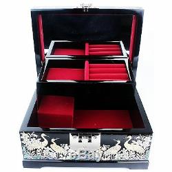 Mother of Pearl Jewelry Boxes Music Jewelry Organizers 2Drawers Black LM35 Black