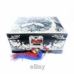 Mother of Pearl Jewelry Boxes Music Jewelry Organizers 2Drawers Black LM35 Black