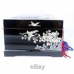Mother of Pearl Jewelry Boxes Music Jewelry Organizers 2Drawers Black LM35 Black