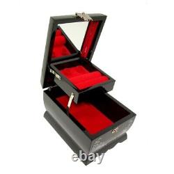 Mother of Pearl Music Jewelry Box Trinket Chest Holder Ring Earring Case Storage
