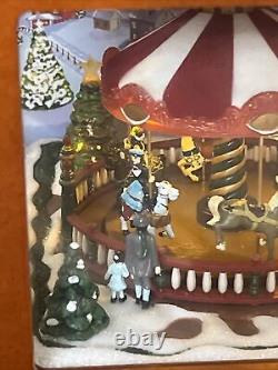 Mr. Christmas Animated Carousel Music Box Gold Label Brass Bells Wood 50 Songs