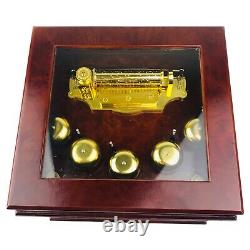 Mr Christmas Animated Concertina Gold Label Brass Bells Wood Music Box 50 Songs