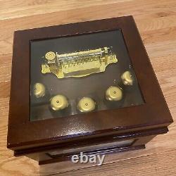 Mr Christmas Animated Concertina Music Box Gold Label Brass Bells Wood 50 Songs