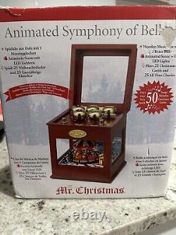 Mr. Christmas Symphony of Bells Animated Carousel Wood Music Box 50 Songs Works