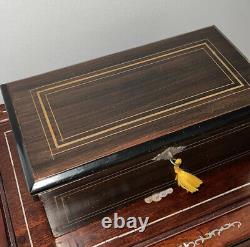 Music Box Antique Victorian Wood Case Windup Music Box 6 Airs Pre 1900's