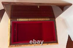 Music Box Jewelry Box with Ring Holder Large Burl wood and Marquetry Italy