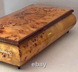 Music Box Jewelry Box with Ring Holder Large Burl wood and Marquetry Italy