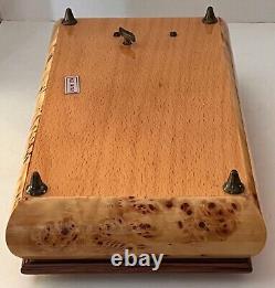 Music Box Jewelry Box with Ring Holder Large Burl wood and Marquetry Italy