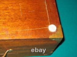 Music Box Record Case Mahogany Wood 1890s Antique Primitive Brass Hardware Inlay