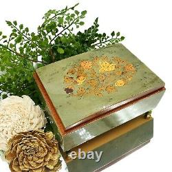 Music Box Roses Birdseye Wood Jewelry Box Dr Zhivago Laras Theme Green Vintage