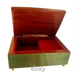 Music Box Roses Birdseye Wood Jewelry Box Dr Zhivago Laras Theme Green Vintage