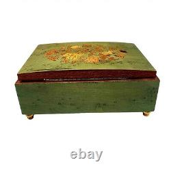 Music Box Roses Birdseye Wood Jewelry Box Dr Zhivago Laras Theme Green Vintage