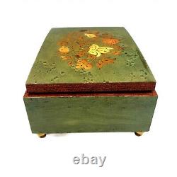 Music Box Roses Birdseye Wood Jewelry Box Dr Zhivago Laras Theme Green Vintage