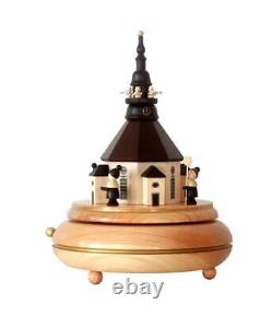 Music Box Seiffen Church 23 cm Music Box Ore Mountains NEW Natural Wood