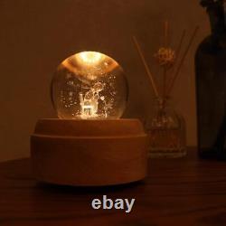 Music Box Wood Glass Angel Spring Light Up Usb Charging
