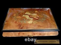 Music box jewelry case Orpheus snkyo wood grain antique miscellaneous F/S Japan