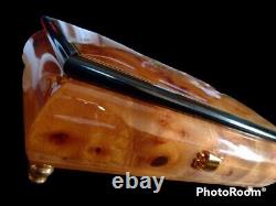 Music box jewelry case Orpheus snkyo wood grain antique miscellaneous F/S Japan