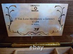 Music box jewelry case Orpheus snkyo wood grain antique miscellaneous F/S Japan
