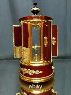 NEAR MINT! Vintage Reuge Carousel Music Box Minuet & Blue Danube Gold Brass Wood