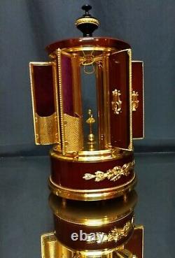 NEAR MINT! Vintage Reuge Carousel Music Box Minuet & Blue Danube Gold Brass Wood