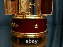 NEAR MINT! Vintage Reuge Carousel Music Box Minuet & Blue Danube Gold Brass Wood