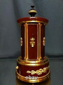 NEAR MINT! Vintage Reuge Carousel Music Box Minuet & Blue Danube Gold Brass Wood