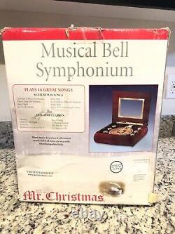 NIB vtg 2001 Mr. Christmas Musical Bell Symphonium Wood Musical Box Xmas Carols