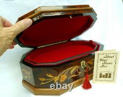 NOS REUGE Marquetry/Inlaid Wood/Wooden Treasure Chest/Jewelry Music BoxMozart
