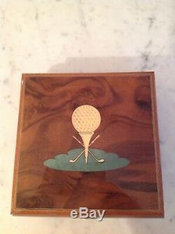 New Large 7 Reuge Italy Golf Design Inlaid Wood Music Box The Impossible Dream