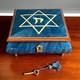 New Star Of David Wood Inlay Jewelry & Music Box Plays Hatikvah Made In Italy