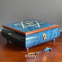 New Star of David Wood Inlay Jewelry & Music Box Plays Hatikvah Made in Italy