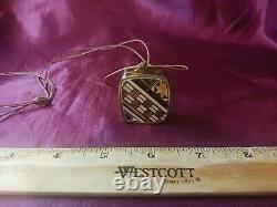 New Vintage Natural Wood Geo Pattern & Leather Tune Swan LakePendant Music Box